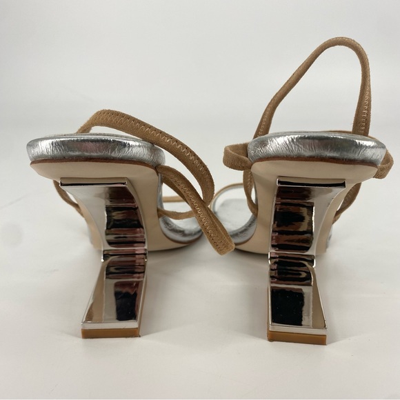 Jeffery Campbell Geometric Sandal Silver and Tan - Picture 5 of 7